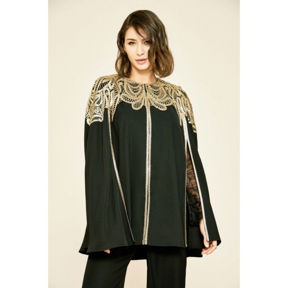 Tadashi Shoji Cato Sequin Crepe Cape - Picture 3 of 7